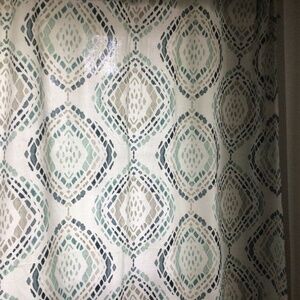 West Elm Patterned Curtains - Blue and Gray